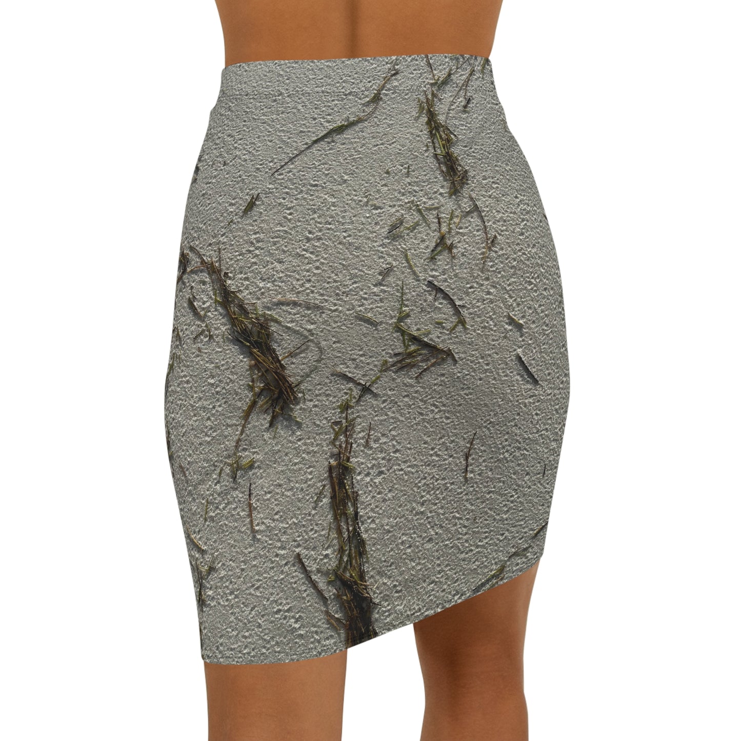 Textured Gray Mid-Waist Pencil Skirt - Stylish and Versatile. Tropical soul