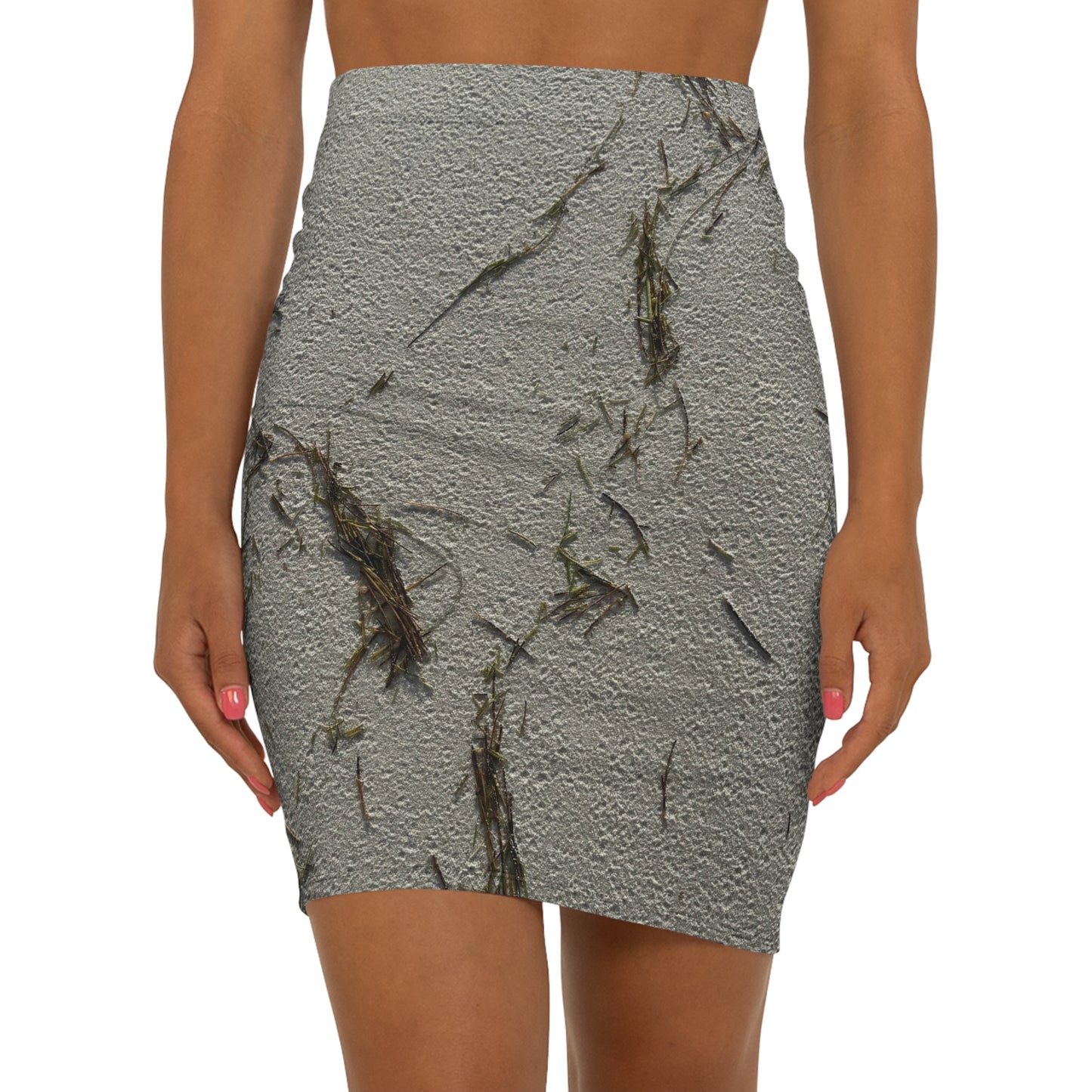 Textured Gray Mid-Waist Pencil Skirt - Stylish and Versatile. Tropical soul
