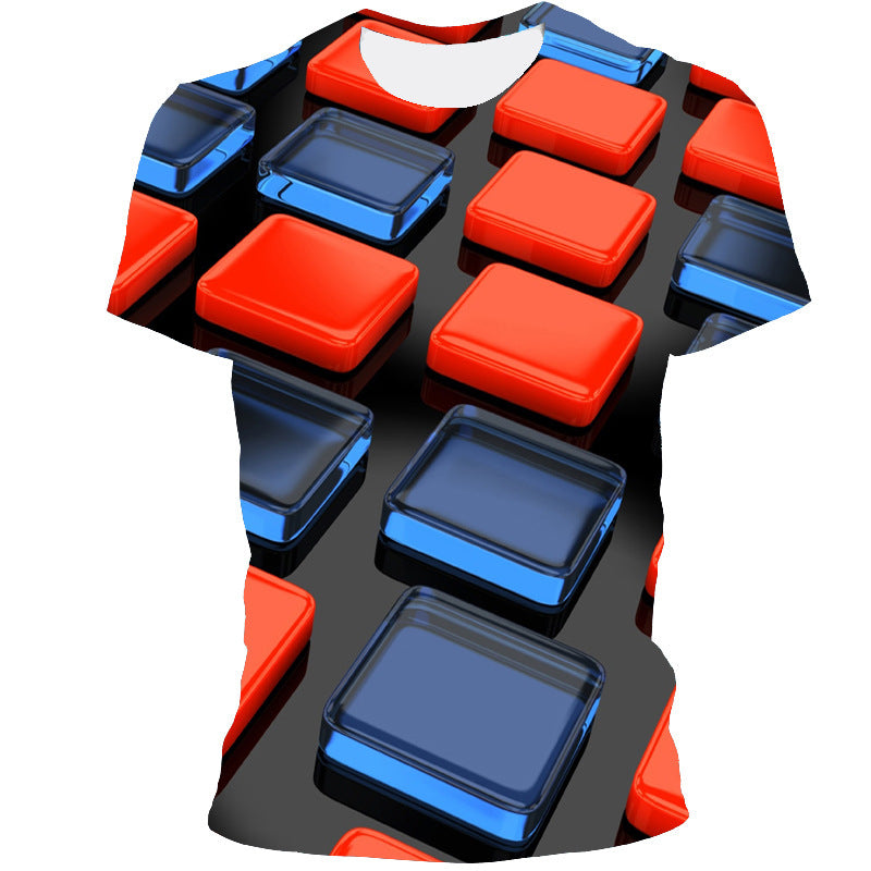 Geometric Three-dimensional Pattern Digital Printing T-shirt