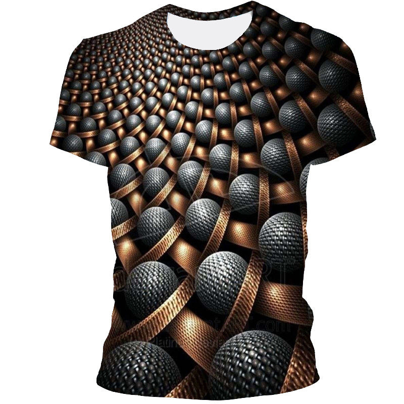 Geometric Three-dimensional Pattern Digital Printing T-shirt