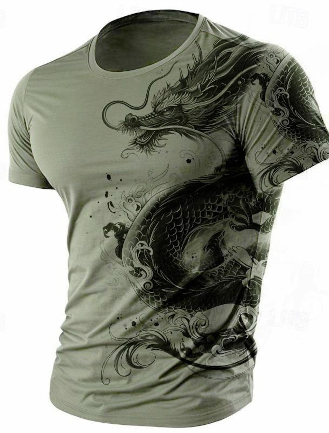 Men's Animal Dragon Pattern Retro Casual 3D Printed T-shirt