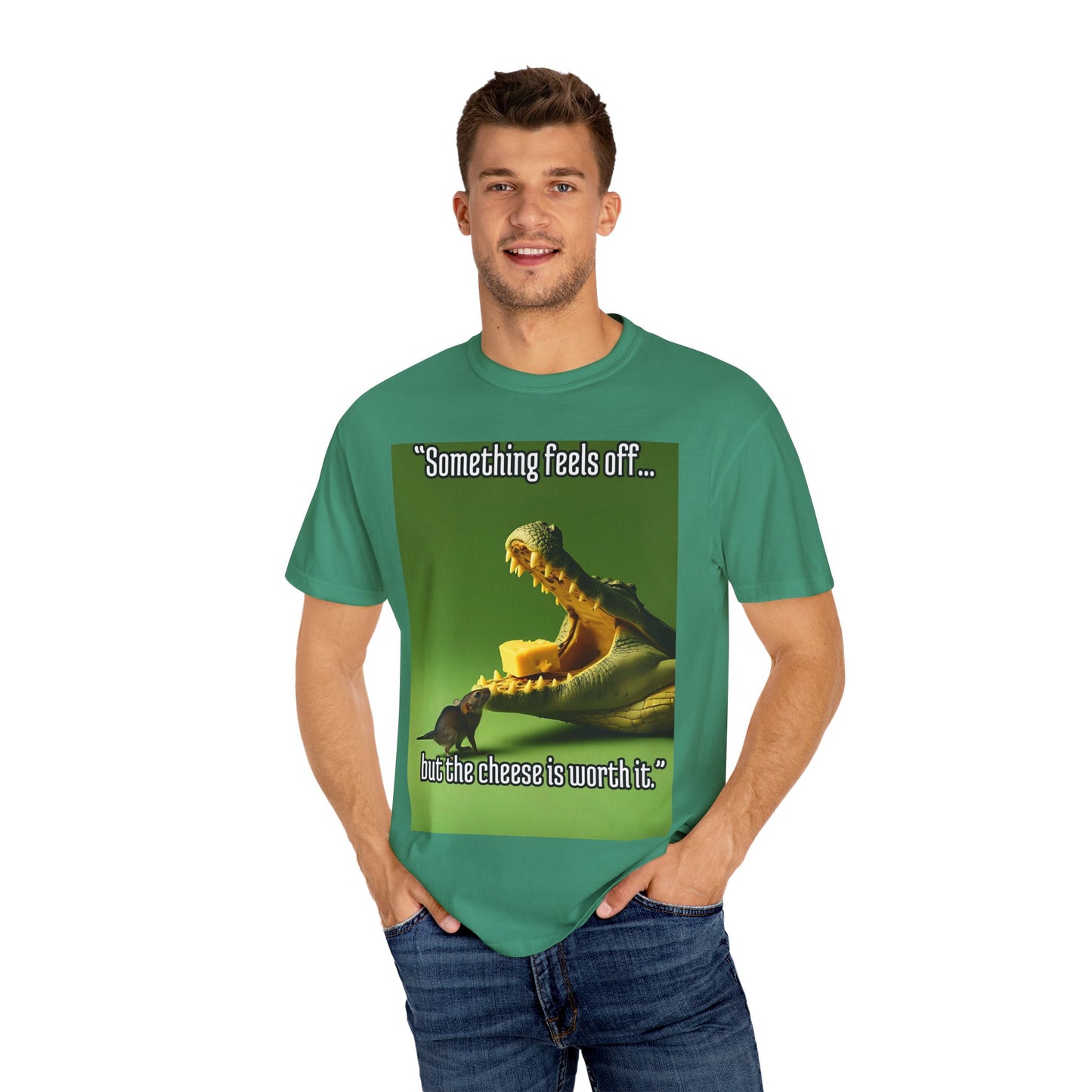 Dragon Humorous T-Shirt, Funny Animal Tee, Gift for Cheese Lovers, Unique Graphic Apparel, Unisex Humor Shirt, Cute Cartoon Top