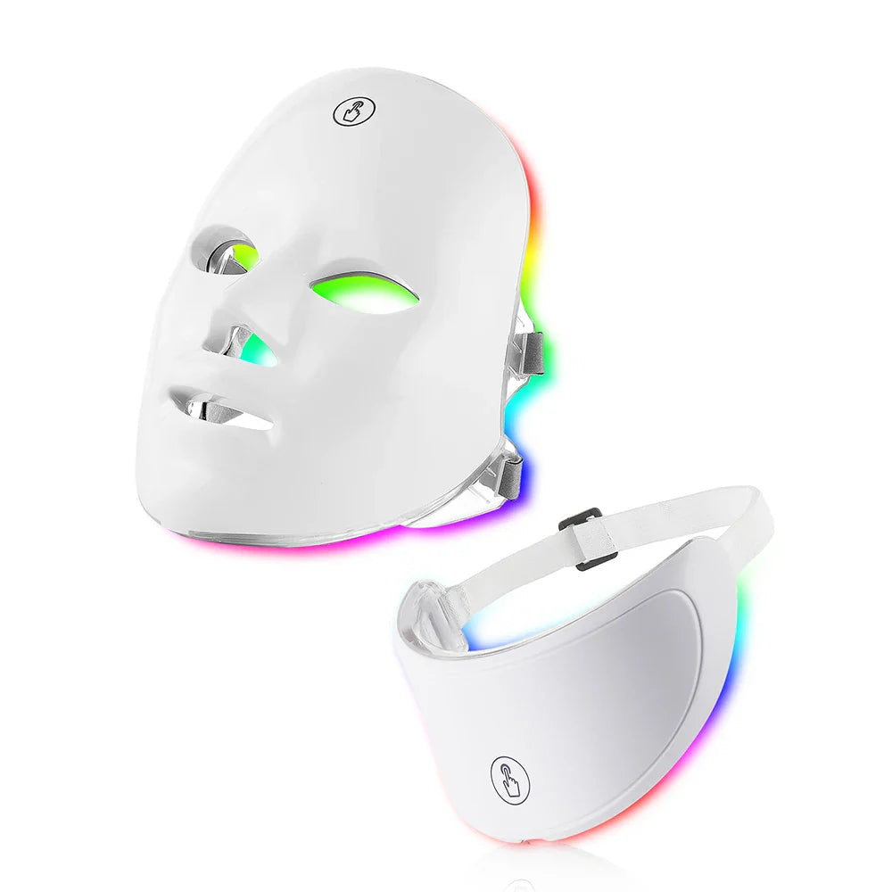 7 Colors LED Facial Mask with Neck Red Light Therapy Mask – Skin Tightening, Lifting & Anti-Aging
