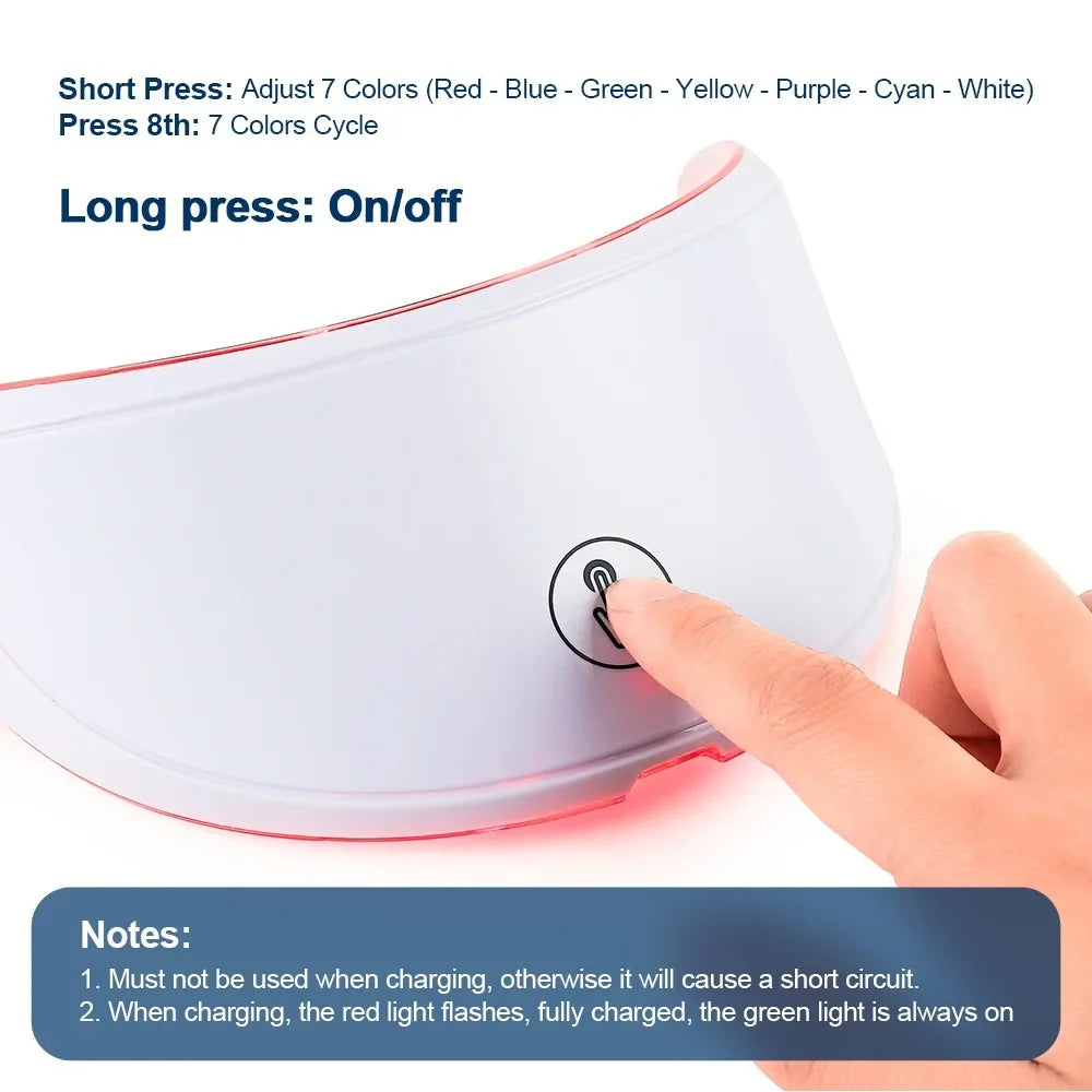 7 Colors LED Facial Mask with Neck Red Light Therapy Mask – Skin Tightening, Lifting & Anti-Aging