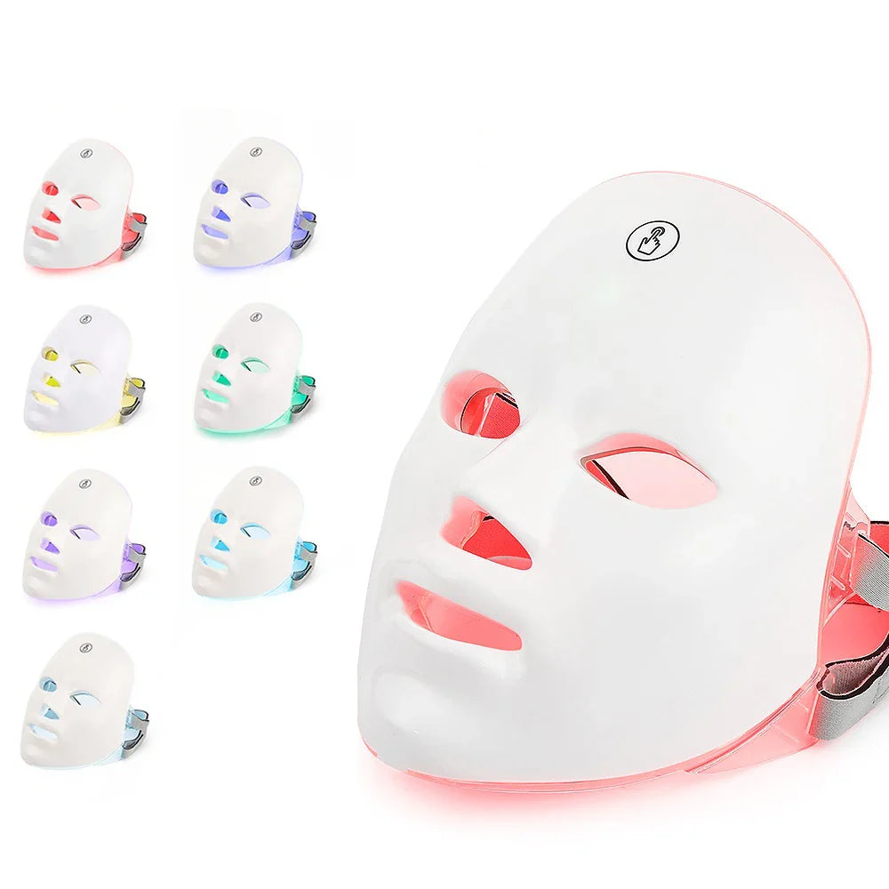 7 Colors LED Facial Mask with Neck Red Light Therapy Mask – Skin Tightening, Lifting & Anti-Aging