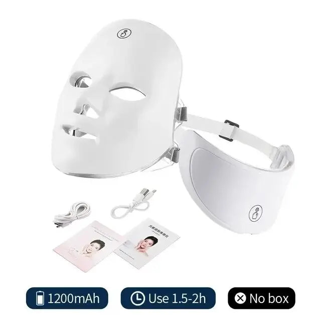 7 Colors LED Facial Mask with Neck Red Light Therapy Mask – Skin Tightening, Lifting & Anti-Aging