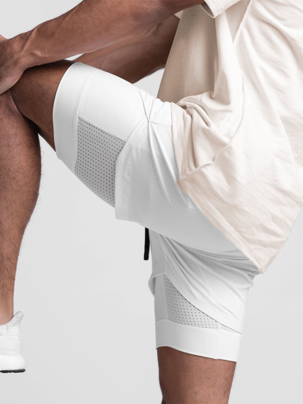 Double layer breathable anti-exposure basketball pants running training sports shorts for men