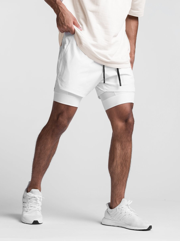 Double layer breathable anti-exposure basketball pants running training sports shorts for men