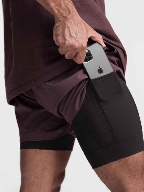 Double layer breathable anti-exposure basketball pants running training sports shorts for men