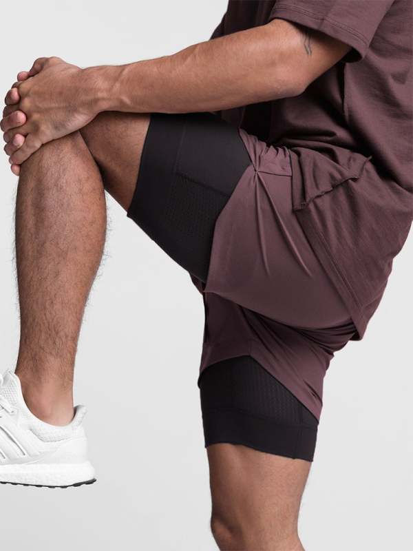 Double layer breathable anti-exposure basketball pants running training sports shorts for men