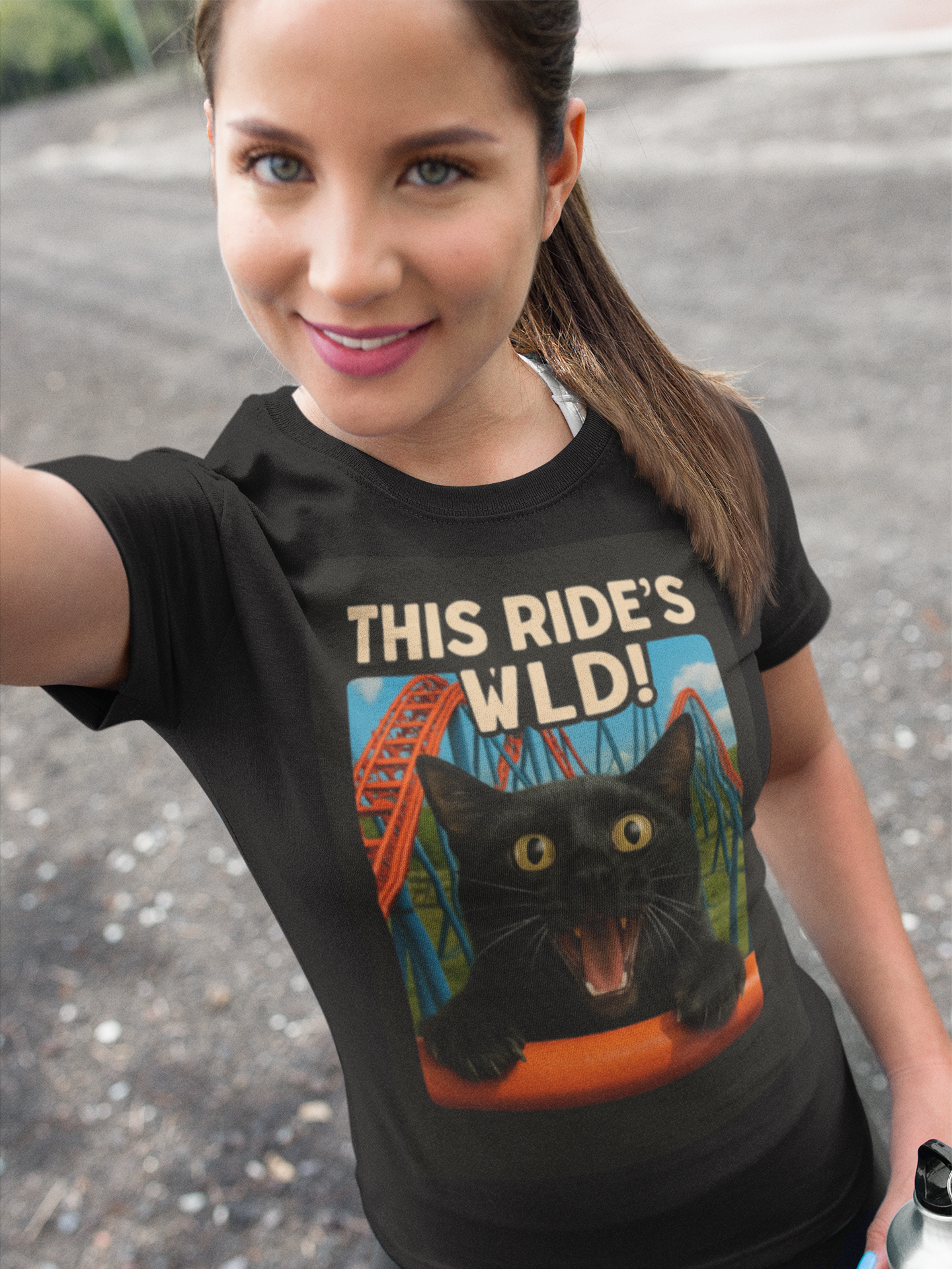 Wild Ride Cat T-Shirt, Fun Graphic Tee, Cat Lover Gift, Amusement Park Shirt, Unisex Softstyle Tee, Playful Cat Design