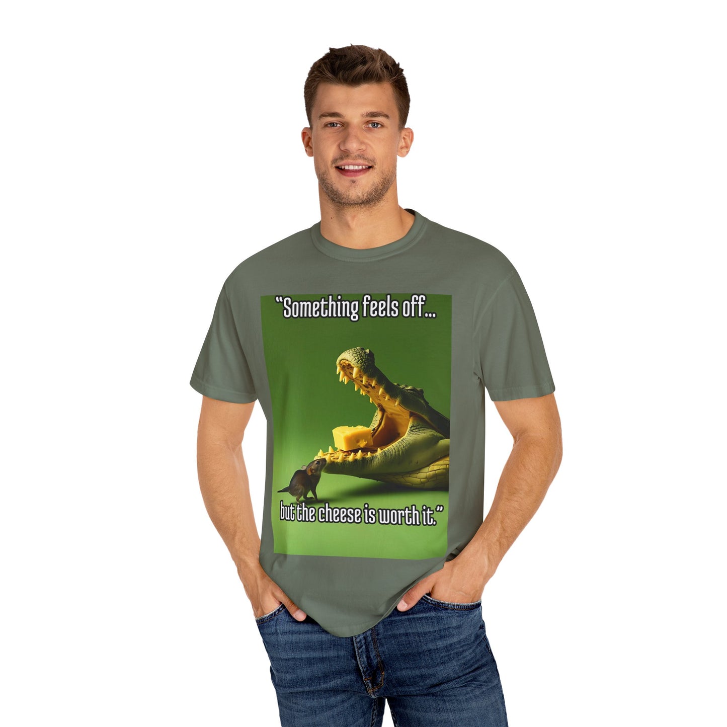 Dragon Humorous T-Shirt, Funny Animal Tee, Gift for Cheese Lovers, Unique Graphic Apparel, Unisex Humor Shirt, Cute Cartoon Top