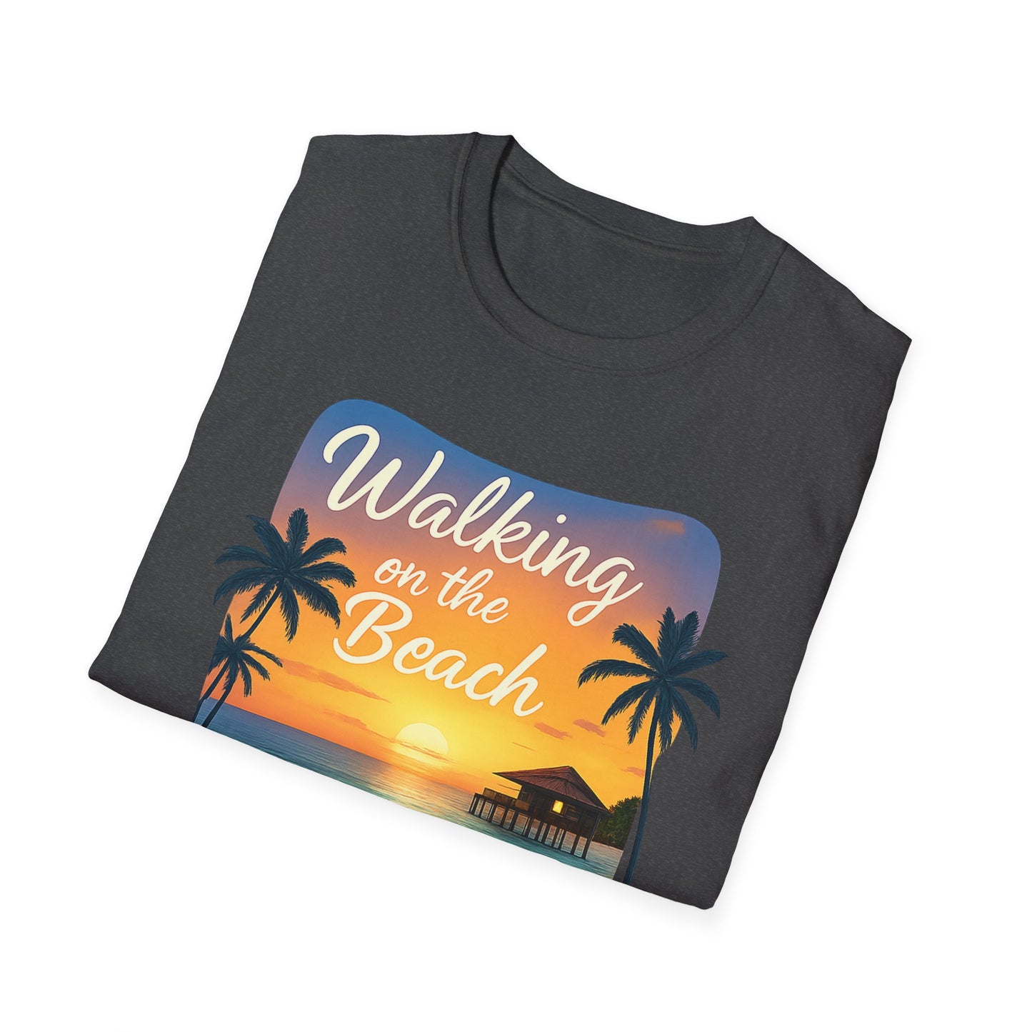 Walking on the Beach T-Shirt — Tropical Sunset Palm Beach Tee