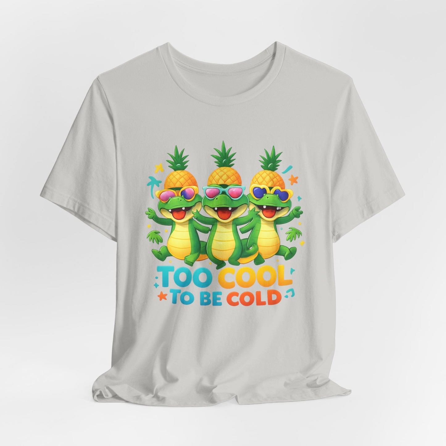 Kids Pineapple Alligator Tee — "Too Cool to Be Cold" Summer Graphic T-Shirt