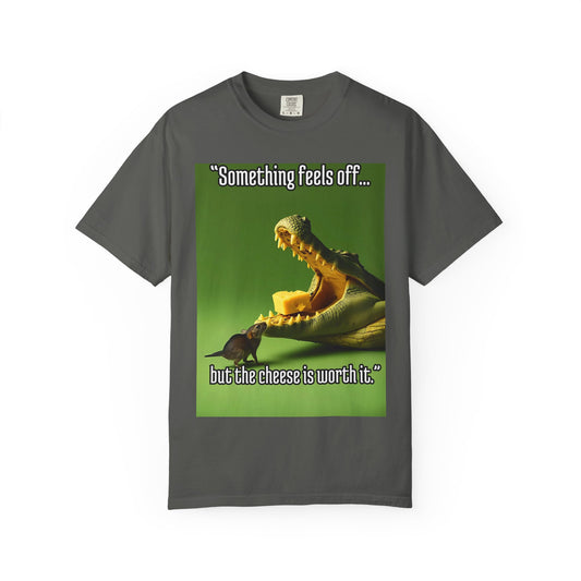 Dragon Humorous T-Shirt, Funny Animal Tee, Gift for Cheese Lovers, Unique Graphic Apparel, Unisex Humor Shirt, Cute Cartoon Top