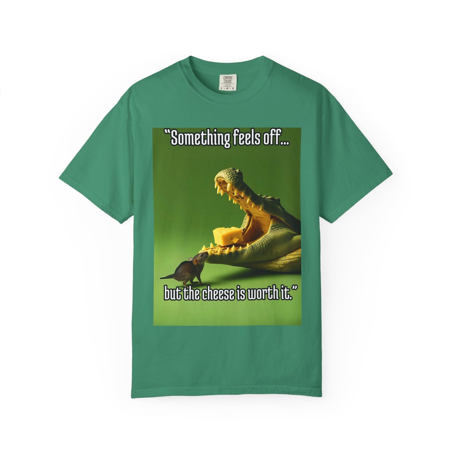 Dragon Humorous T-Shirt, Funny Animal Tee, Gift for Cheese Lovers, Unique Graphic Apparel, Unisex Humor Shirt, Cute Cartoon Top