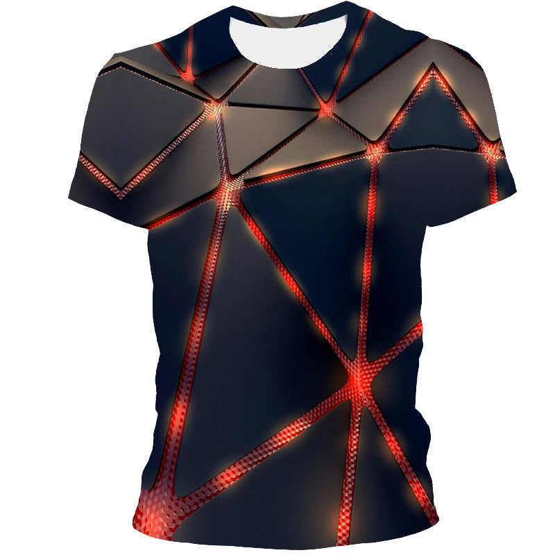 Geometric Three-dimensional Pattern Digital Printing T-shirt