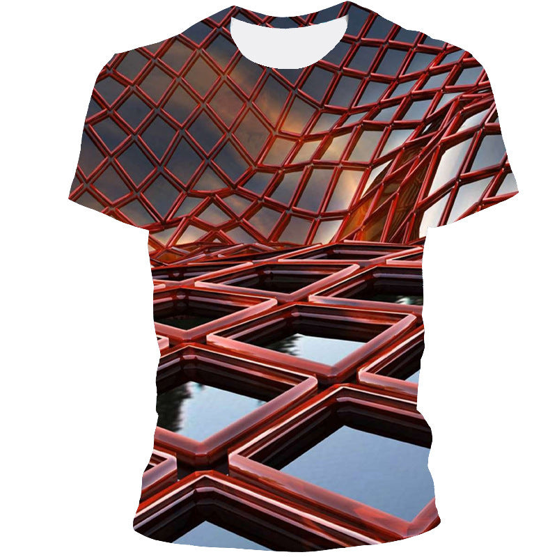 Geometric Three-dimensional Pattern Digital Printing T-shirt