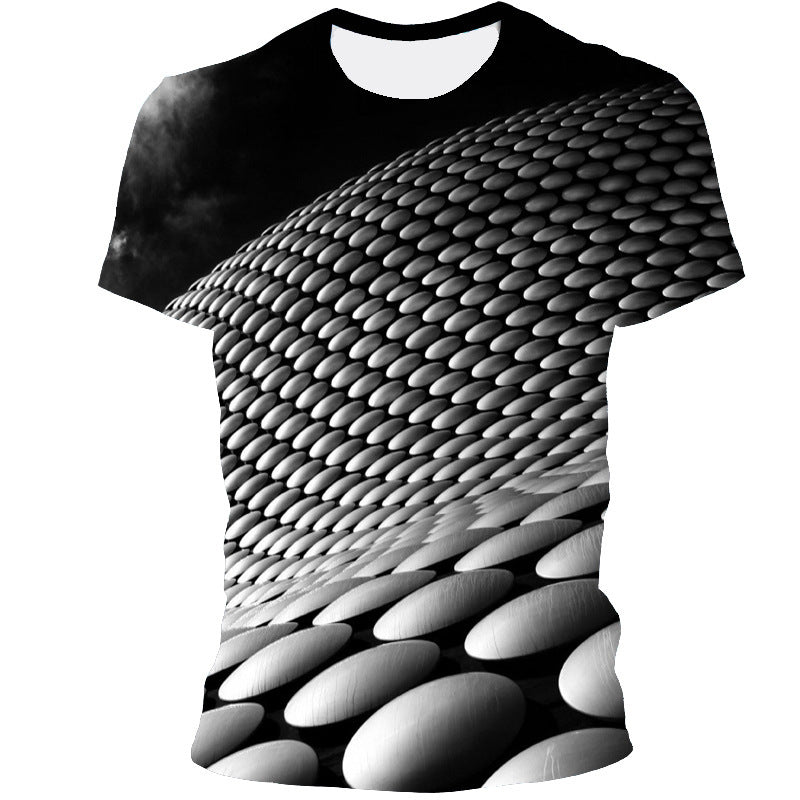 Geometric Three-dimensional Pattern Digital Printing T-shirt