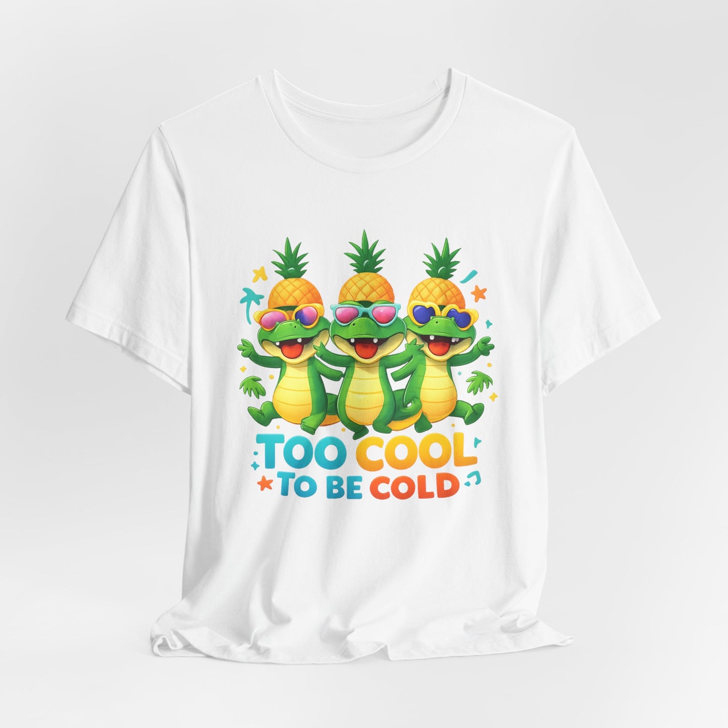Kids Pineapple Alligator Tee — "Too Cool to Be Cold" Summer Graphic T-Shirt