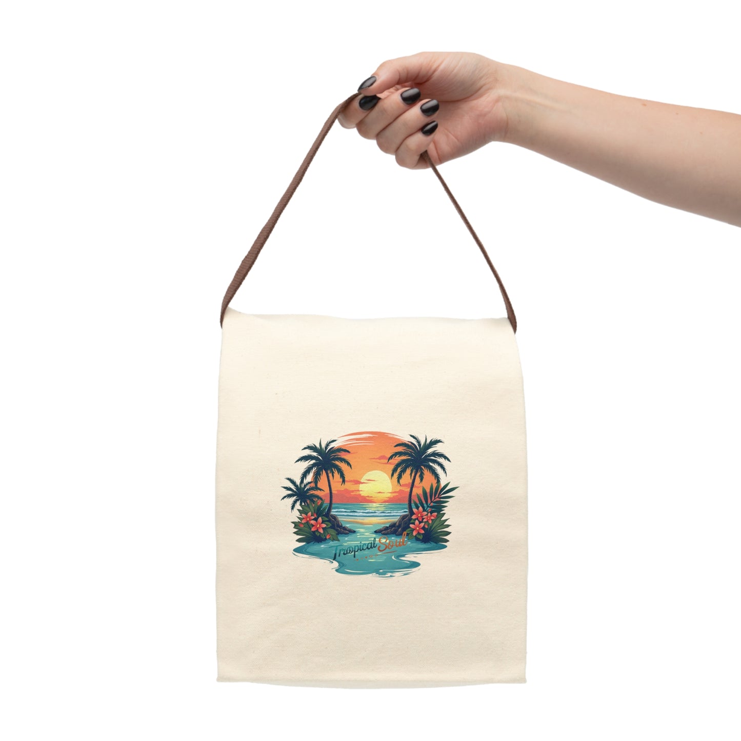 Tropical Canvas Lunch Bag With Strap. Tropical soul