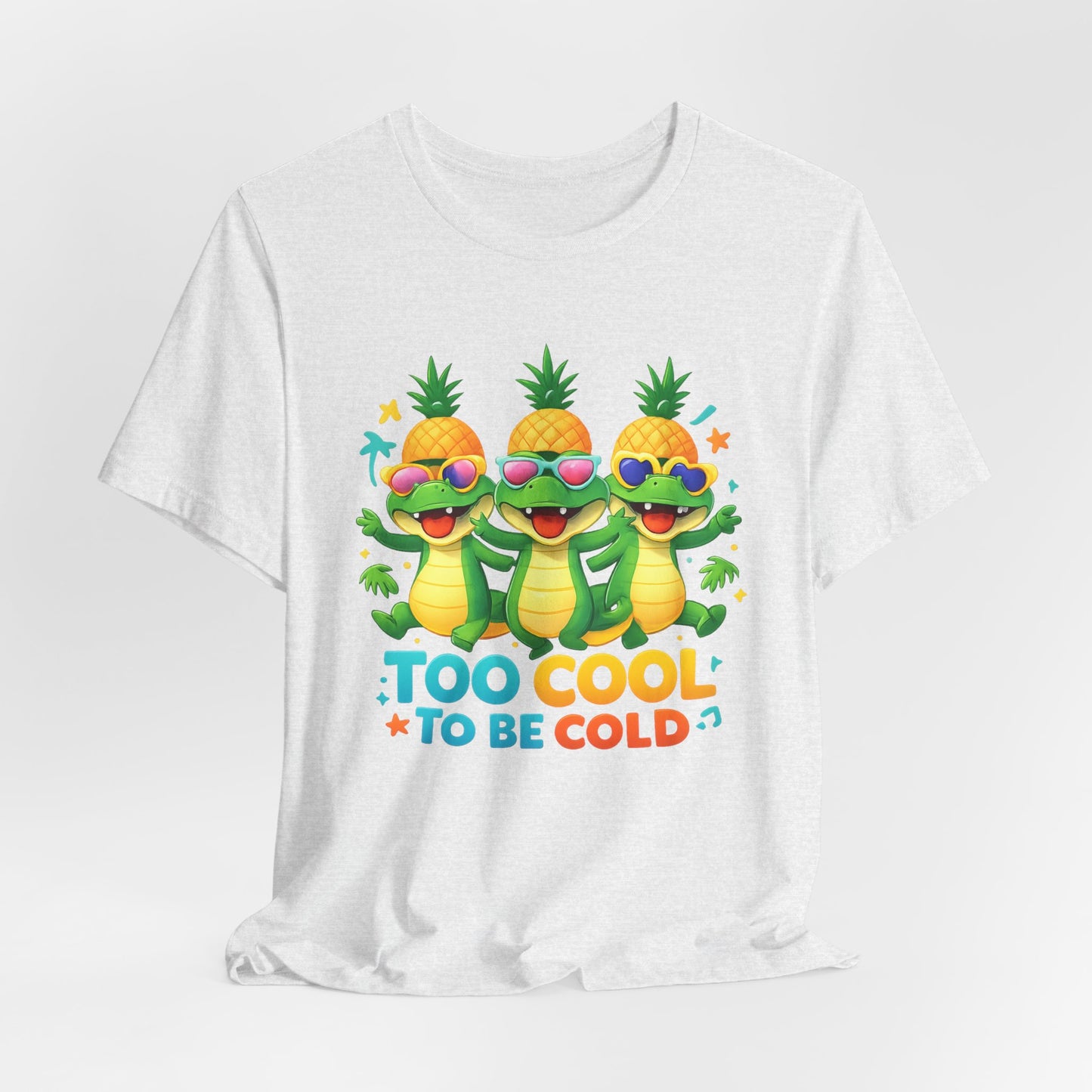 Kids Pineapple Alligator Tee — "Too Cool to Be Cold" Summer Graphic T-Shirt