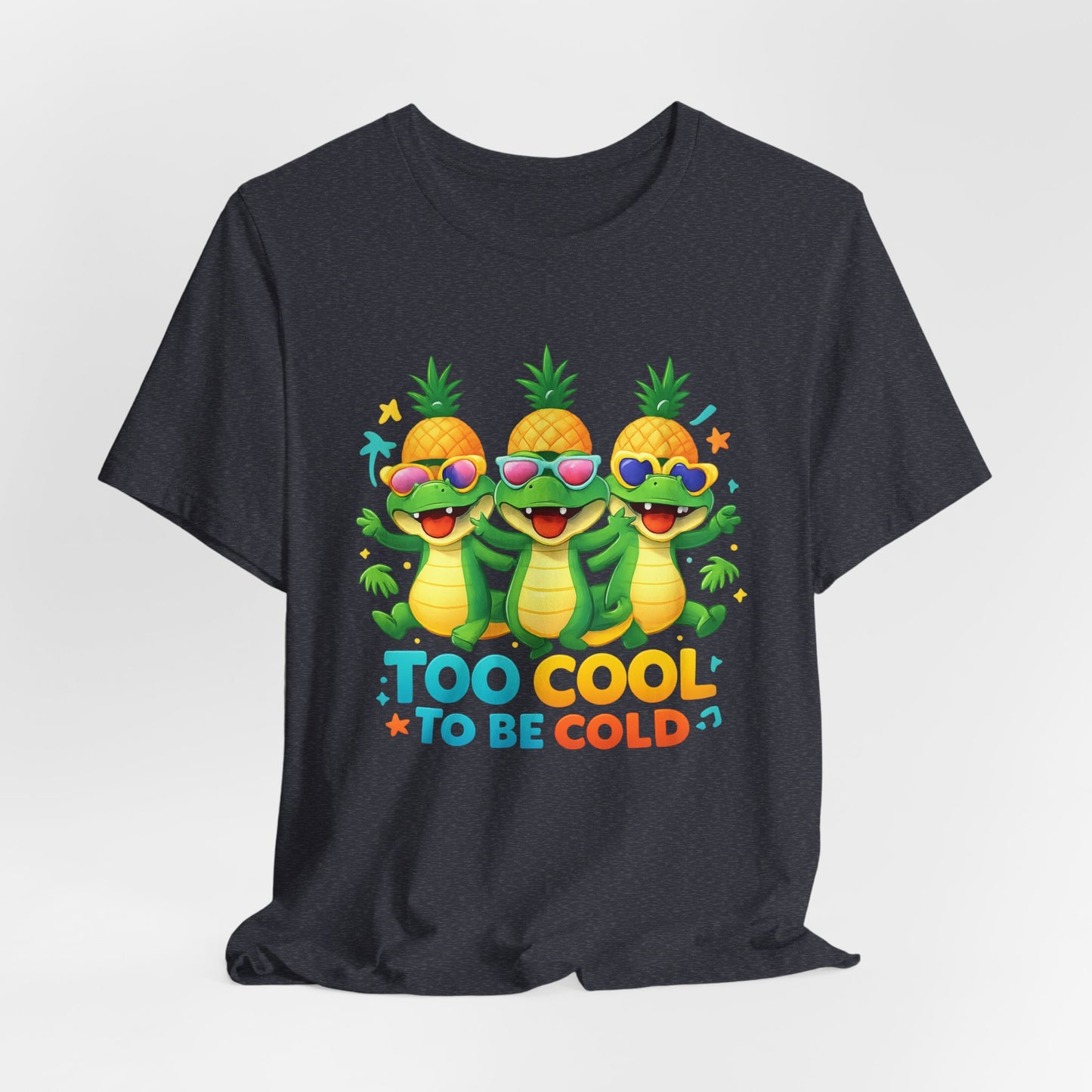 Kids Pineapple Alligator Tee — "Too Cool to Be Cold" Summer Graphic T-Shirt