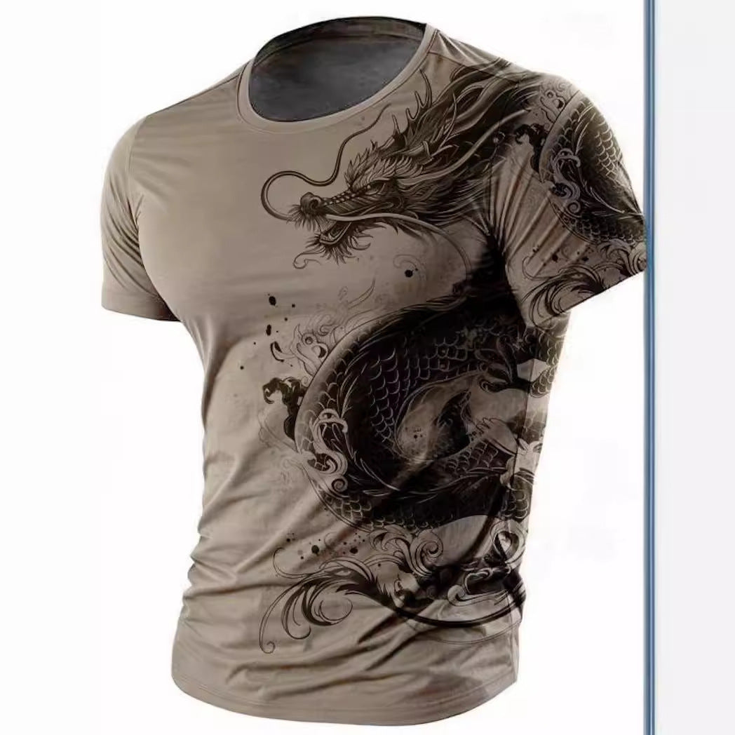 Men's Animal Dragon Pattern Retro Casual 3D Printed T-shirt