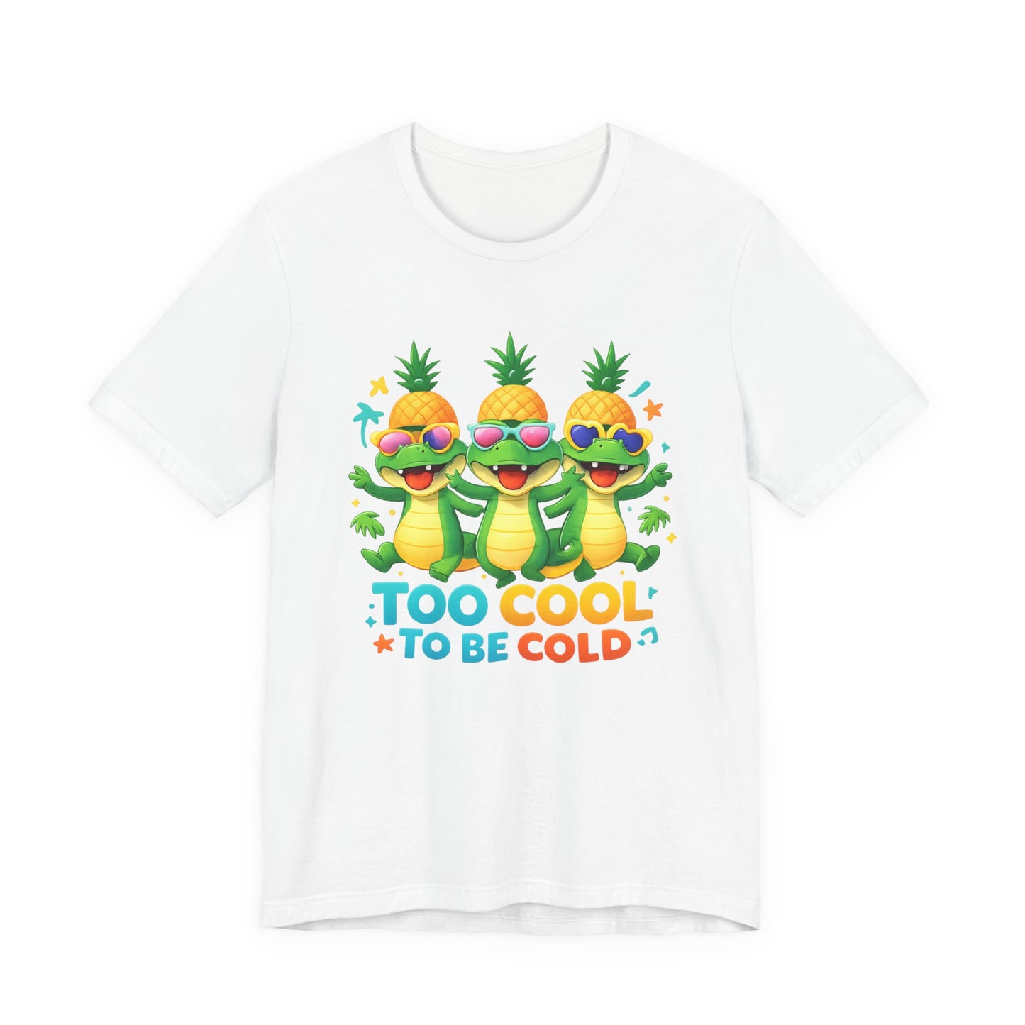 Kids Pineapple Alligator Tee — "Too Cool to Be Cold" Summer Graphic T-Shirt