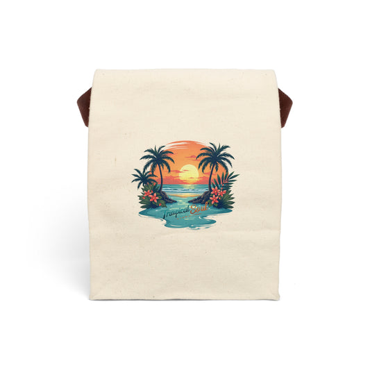Tropical Canvas Lunch Bag With Strap. Tropical soul