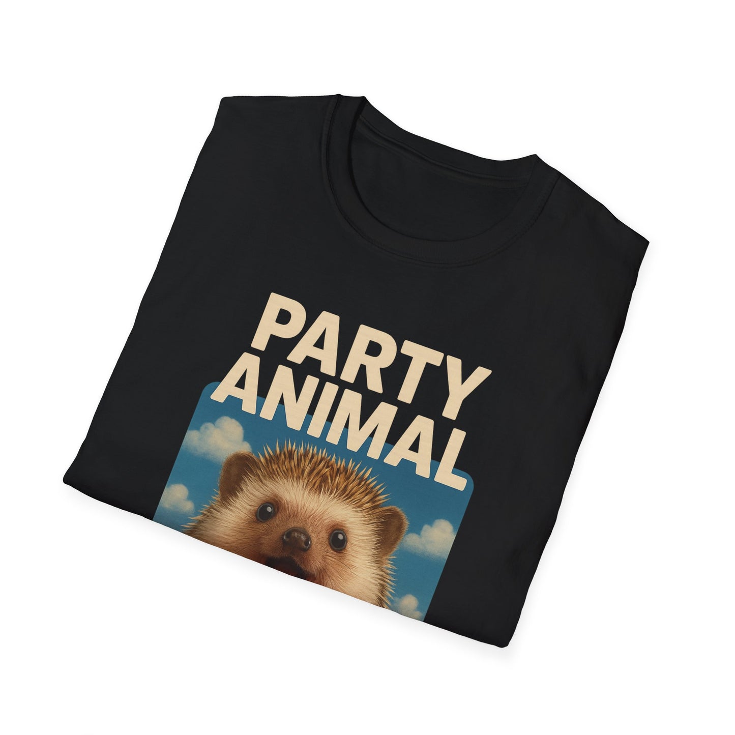 Party Animal Hedgehog Unisex Softstyle T-Shirt, Fun Gift, Animal Lover Shirt, Birthday Tee, Casual Wear, Wild Ride