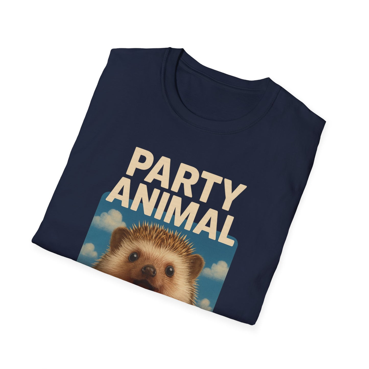 Party Animal Hedgehog Unisex Softstyle T-Shirt, Fun Gift, Animal Lover Shirt, Birthday Tee, Casual Wear, Wild Ride