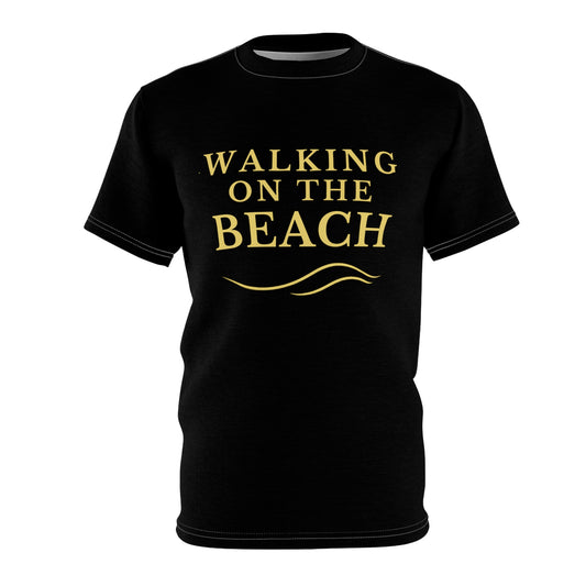 Walking On The Beach T-Shirt — Coastal Vacation Tee with Gold Script
