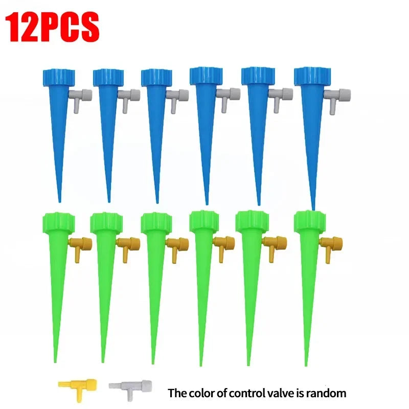 12PCS Garden Automatic Watering System Flower Plants Self Watering Drip Irrigation System Adjustable Auto Water Dripper Device