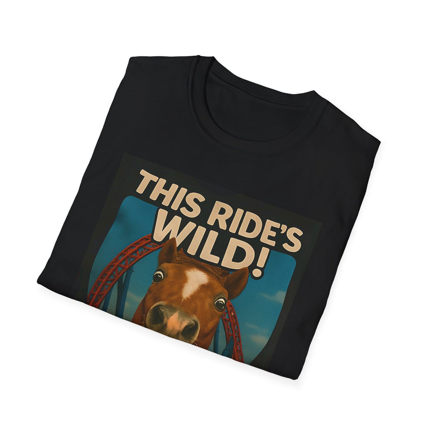 This Ride's Wild! Unisex Softstyle T-Shirt | Fun Graphic Tee for Horse Lovers, Gifts for Birthdays, Casual Wear, Animal Lovers, Fun Events