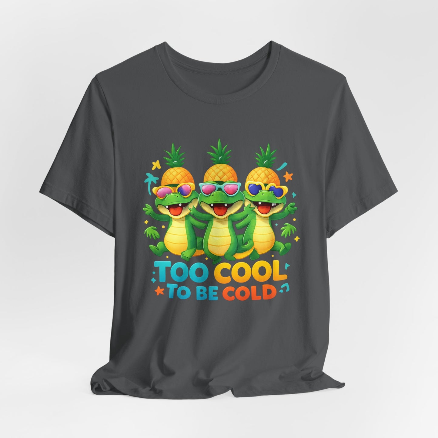 Kids Pineapple Alligator Tee — "Too Cool to Be Cold" Summer Graphic T-Shirt