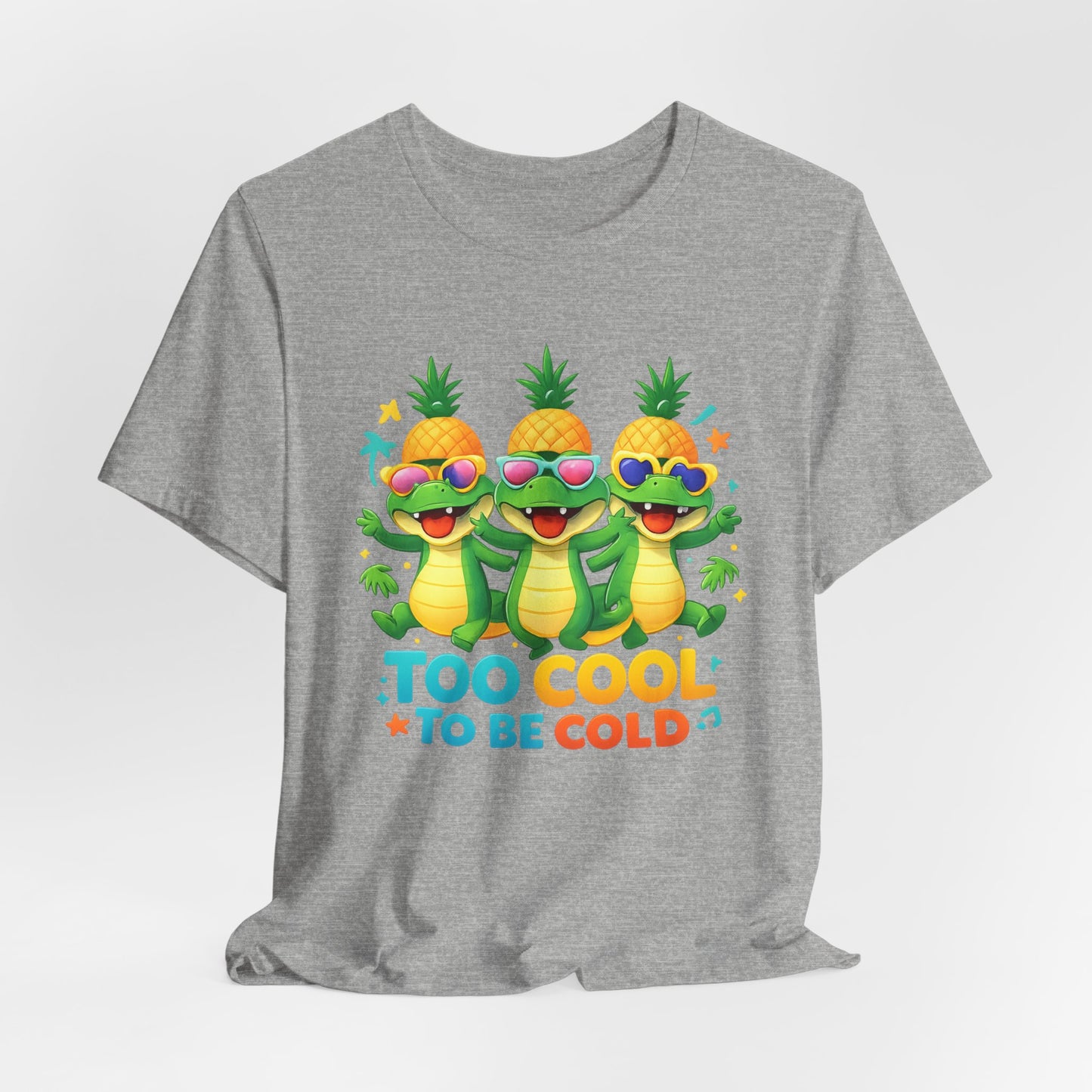 Kids Pineapple Alligator Tee — "Too Cool to Be Cold" Summer Graphic T-Shirt