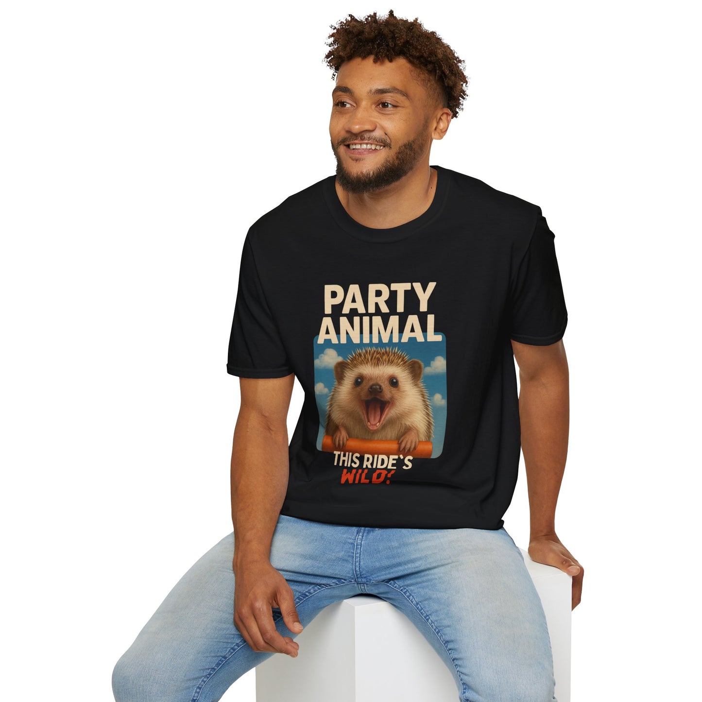 Wild Party Animal T-Shirt, Funny Hedgehog Tee, Unisex Graphic Shirt, Casual Wear, Gift for Animal Lovers, Birthday Shirt