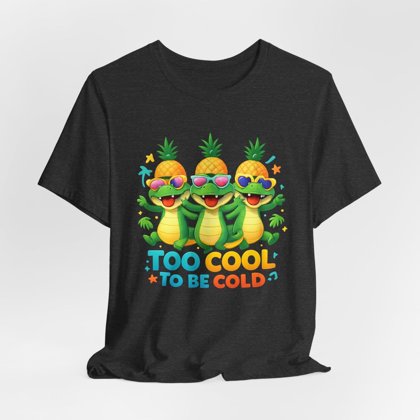 Kids Pineapple Alligator Tee — "Too Cool to Be Cold" Summer Graphic T-Shirt