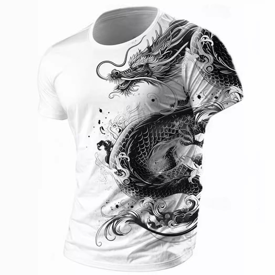 Men's Animal Dragon Pattern Retro Casual 3D Printed T-shirt