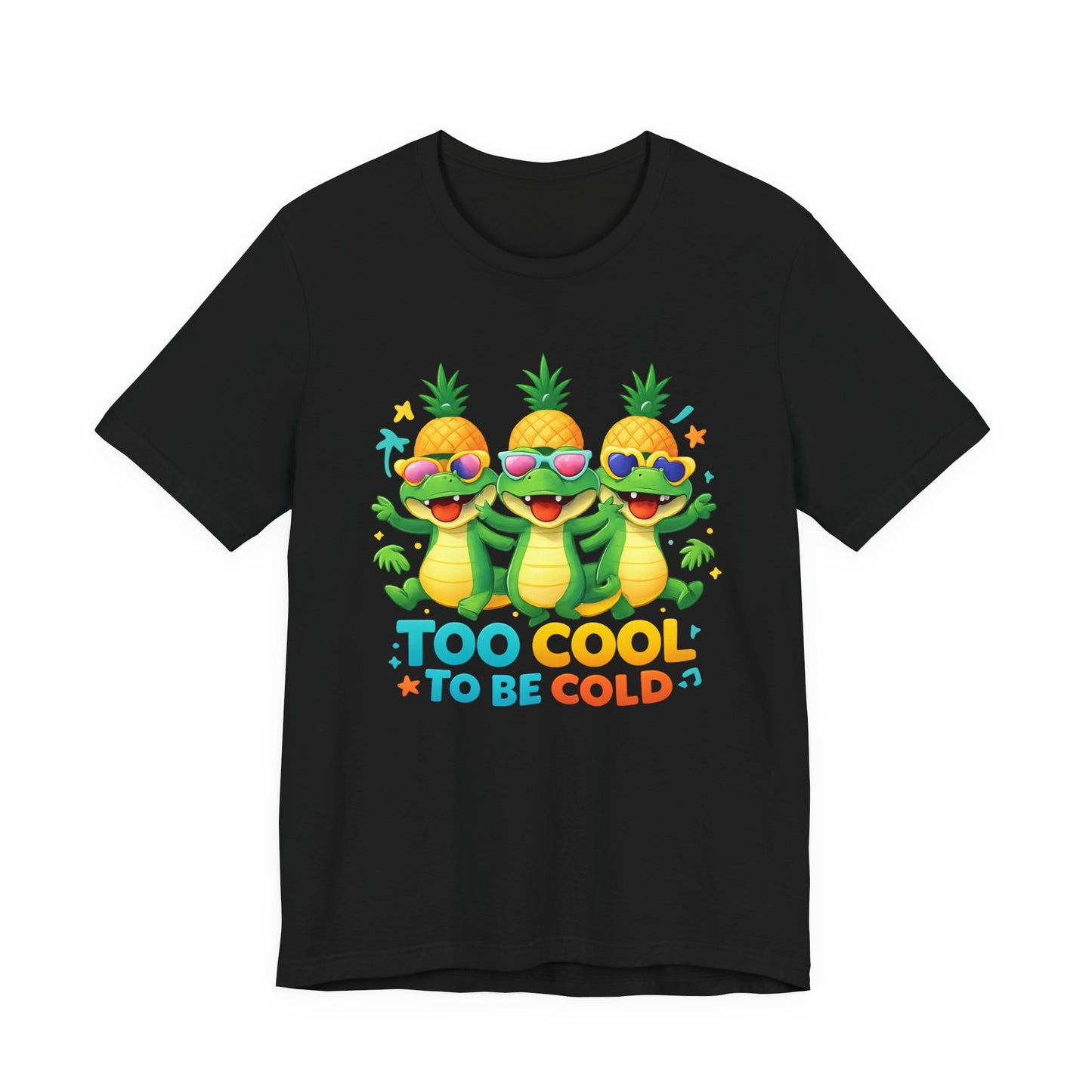 Kids Pineapple Alligator Tee — "Too Cool to Be Cold" Summer Graphic T-Shirt