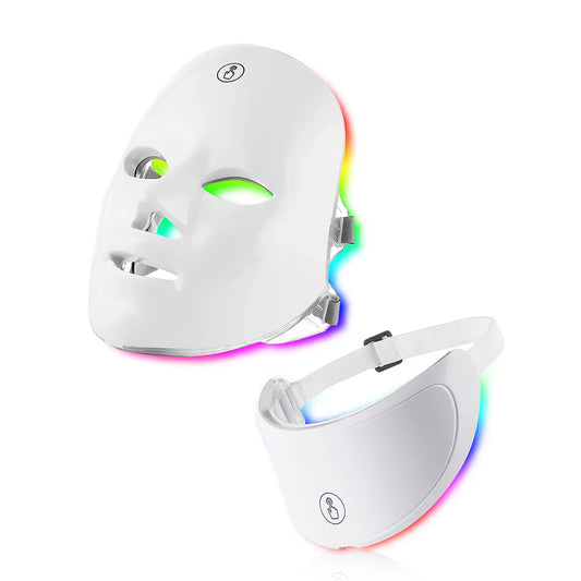 7 Colors LED Facial Mask with Neck Red Light Therapy Mask – Skin Tightening, Lifting & Anti-Aging