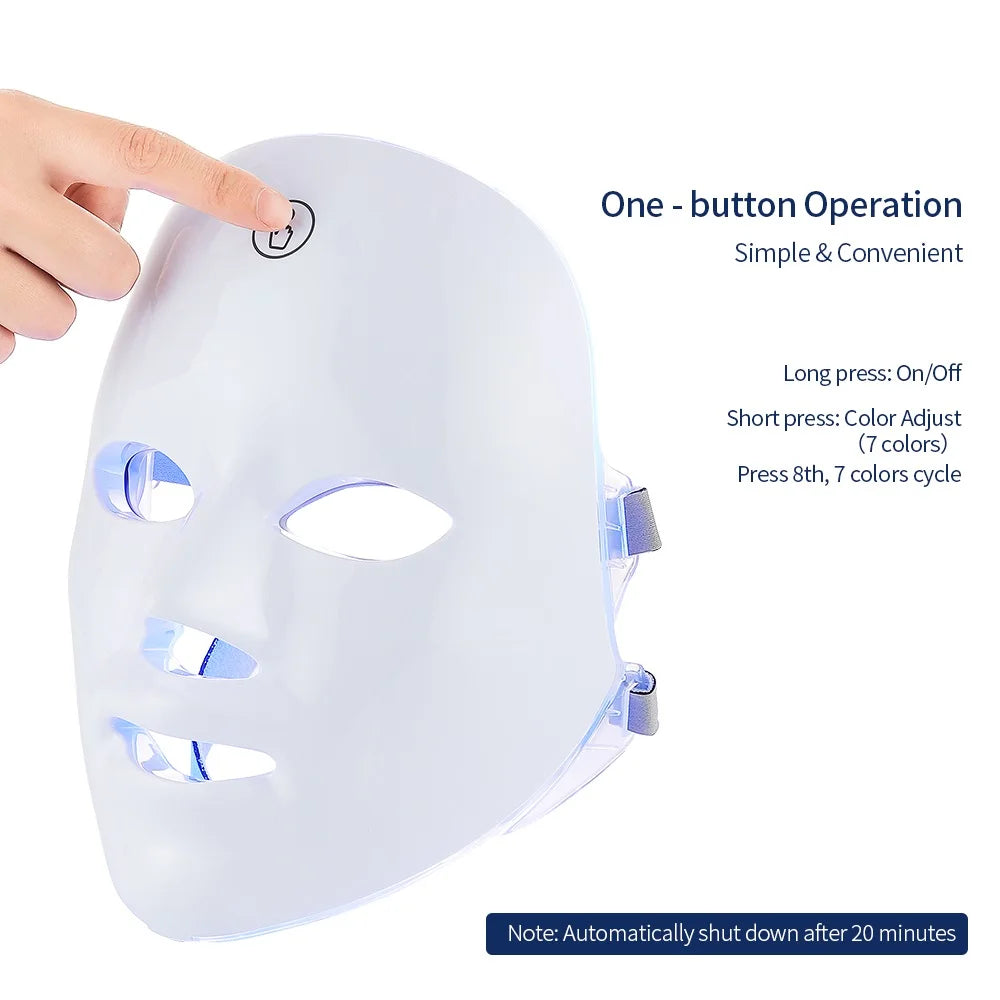 7 Colors LED Facial Mask with Neck Red Light Therapy Mask – Skin Tightening, Lifting & Anti-Aging