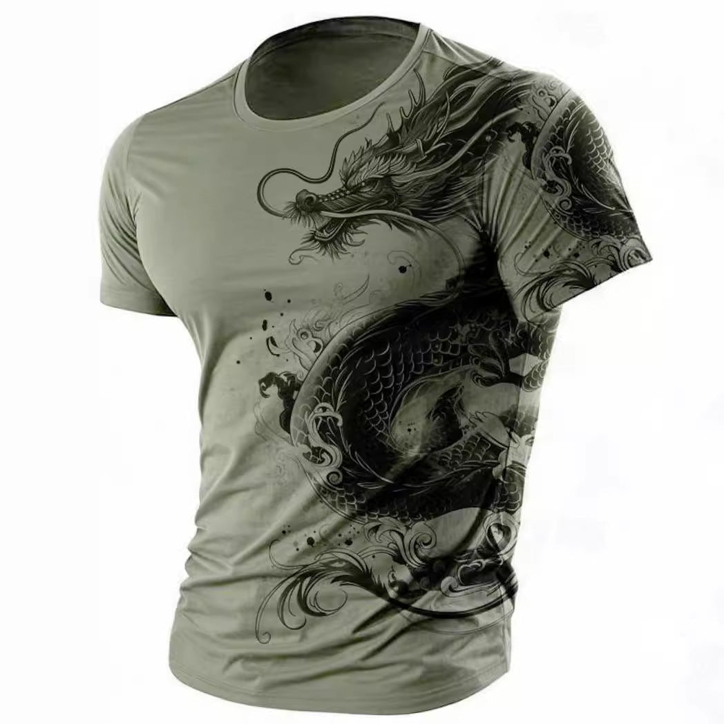 Men's Animal Dragon Pattern Retro Casual 3D Printed T-shirt