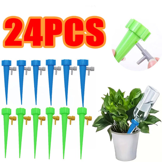 12PCS Garden Automatic Watering System Flower Plants Self Watering Drip Irrigation System Adjustable Auto Water Dripper Device