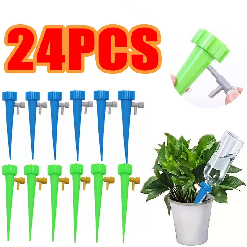 12PCS Garden Automatic Watering System Flower Plants Self Watering Drip Irrigation System Adjustable Auto Water Dripper Device