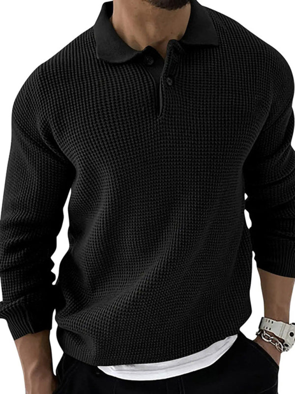 Lapel Sweater Men's Fashion Urban Slim Long Sleeve Knitted Sweater