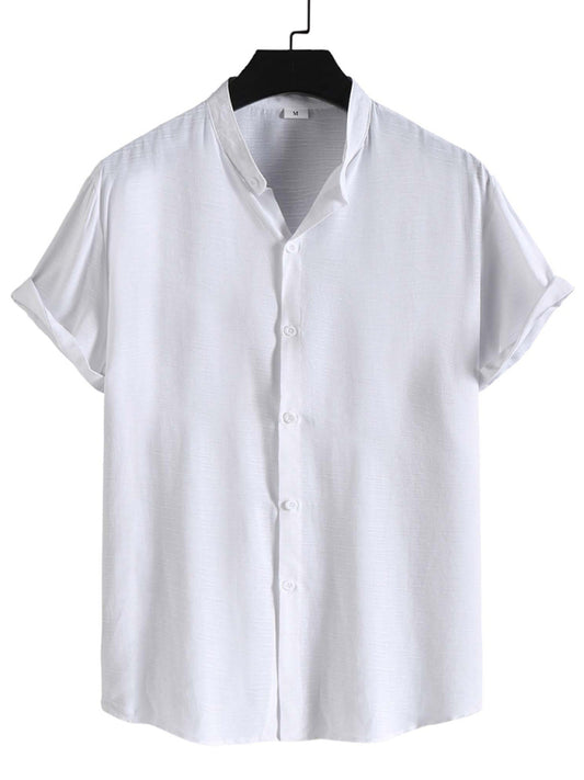 Men's Fashion Trendy Casual Short Sleeve Stand Collar Shirt