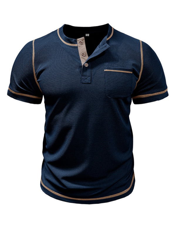 Men's American Vintage Henley Collar Short Sleeve T-Shirt