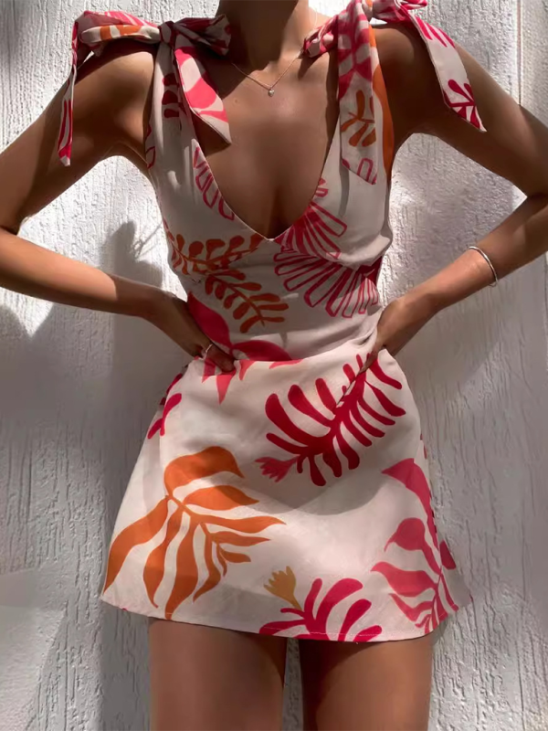 New women's sexy printed short dress